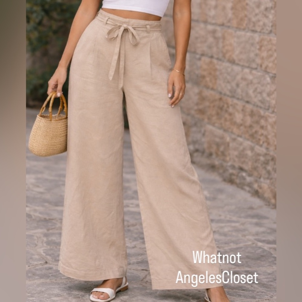 Club Monaco Light Tan Wide-Leg Pants